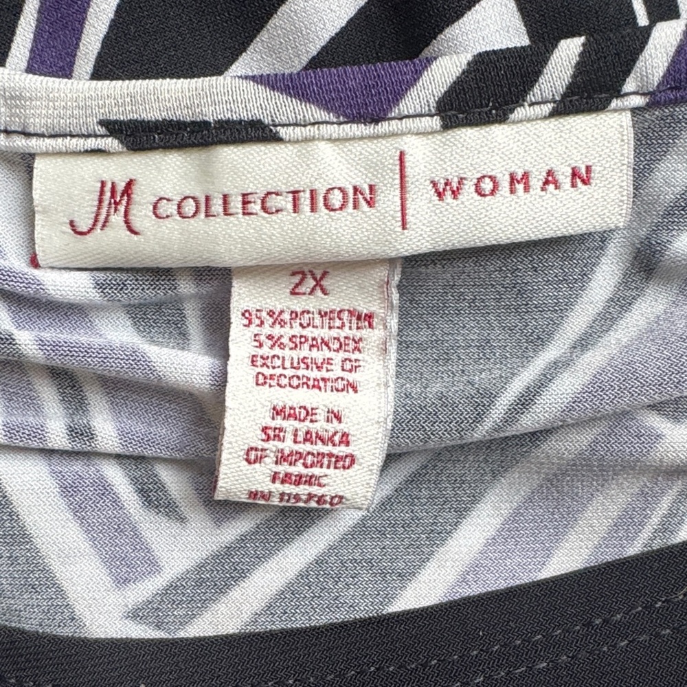 JM Collection Black and Purple Geometric Blouse 0098 - Picture 8 of 8